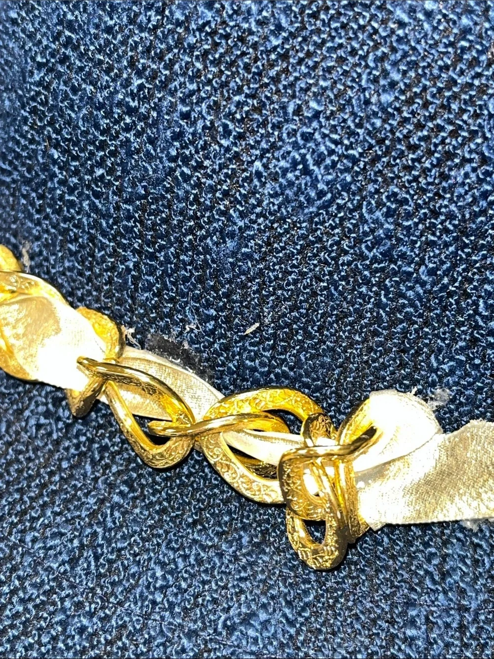 Marcus Adler Women’s Navy Straw like Wide-Brim Hat Gold Chain Trim